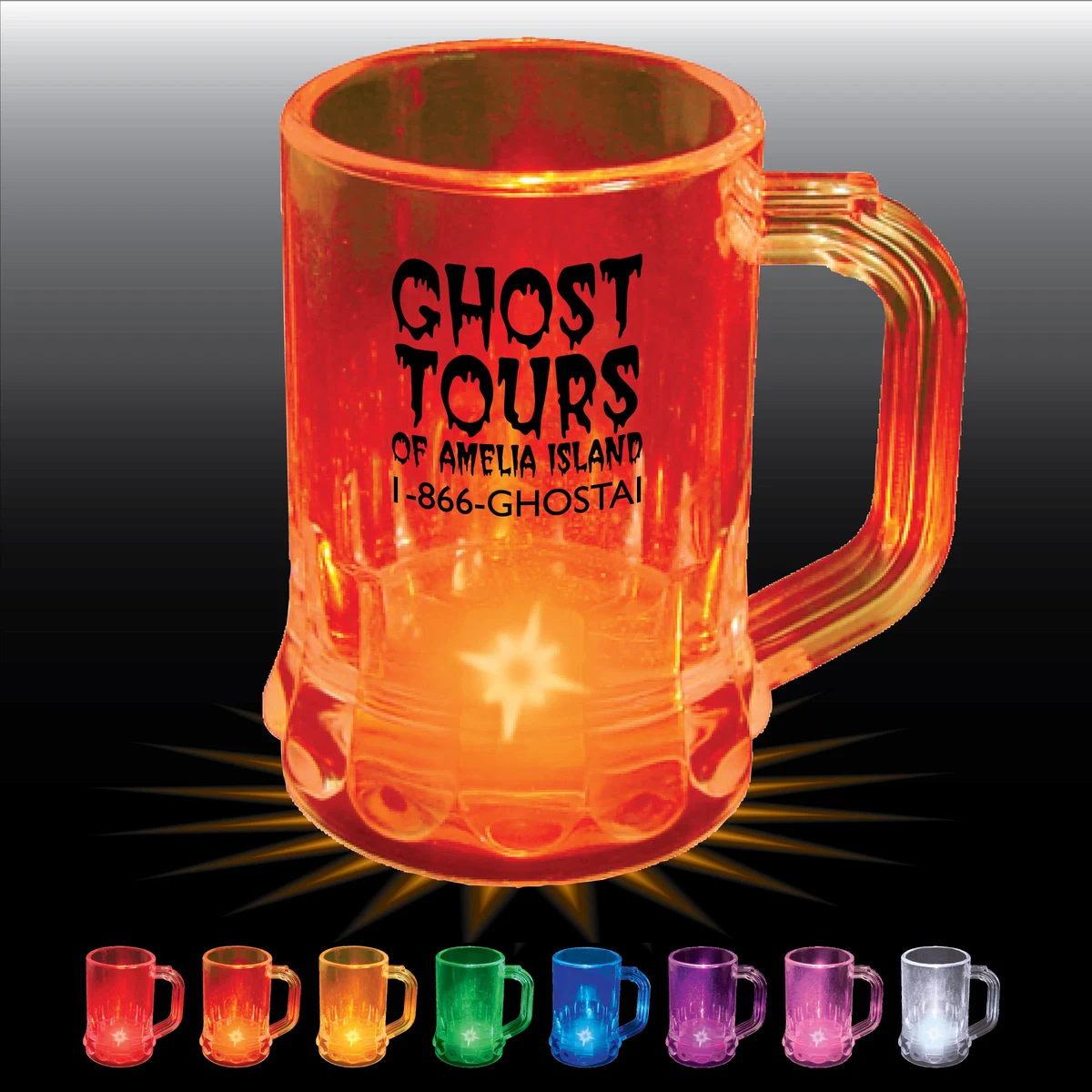 1.25oz Light Up Plastic Fluted Mini Mug with Handle 1