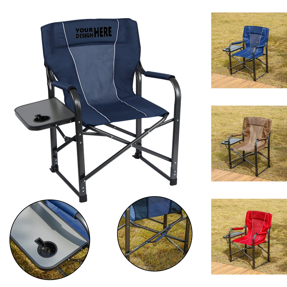 Portable Oversized Folding Director's Chair with Table - Upgraded Version 1