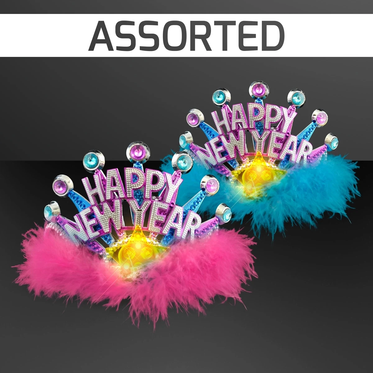 New Year's party princess tiara with flashing LED star 1