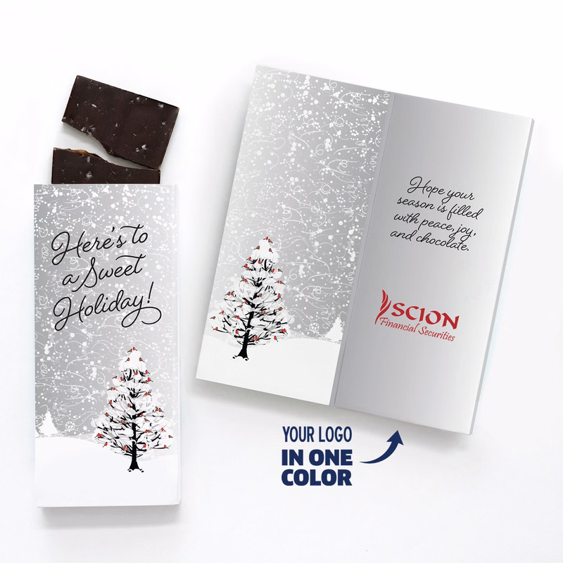 One Color Foil-Stamped Stock Cardinals Sweeter Cards with Sea Salt Caramel Chocolate Bar