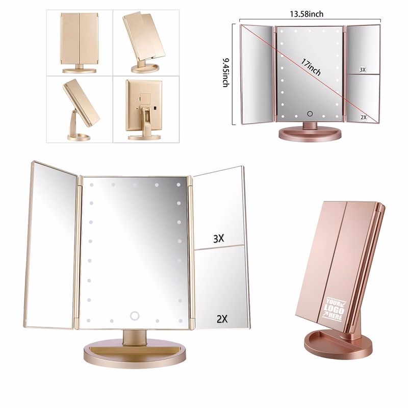 Tri-Fold Lighted Vanity Mirror with 21 LED Lights