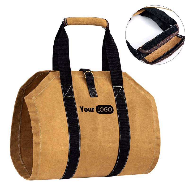 Canvas Large capacity outdoor hand-held firewood storage bag