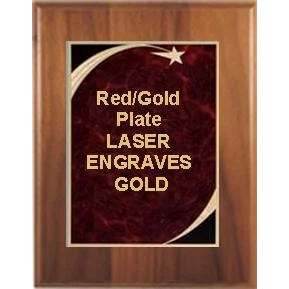 7" x 9" Cherry Finish Plaque with a Red Victory Star Marble Plate 1