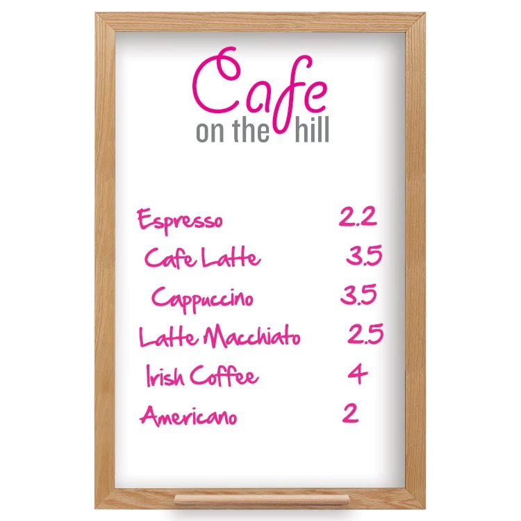 Wall Oak Frame Wet-Erase Board with Tray - 24"w x 36"h 1