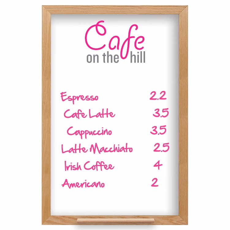 Wall Oak Frame Wet-Erase Board with Tray - 24"w x 36"h