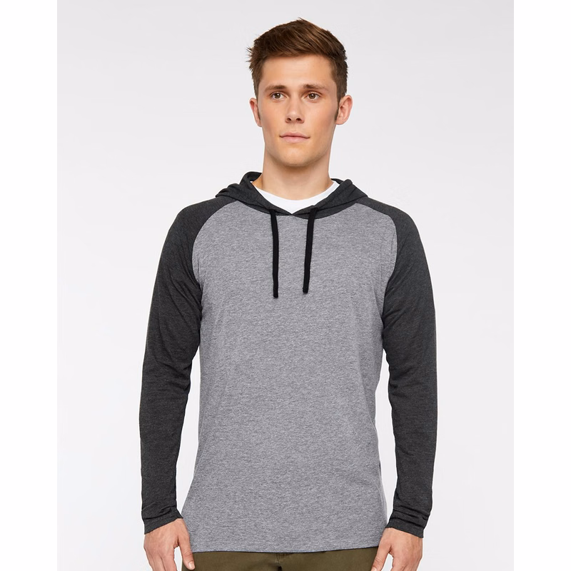 Unisex Fine Jersey Hooded Long Sleeve Raglan Tee - 6917
