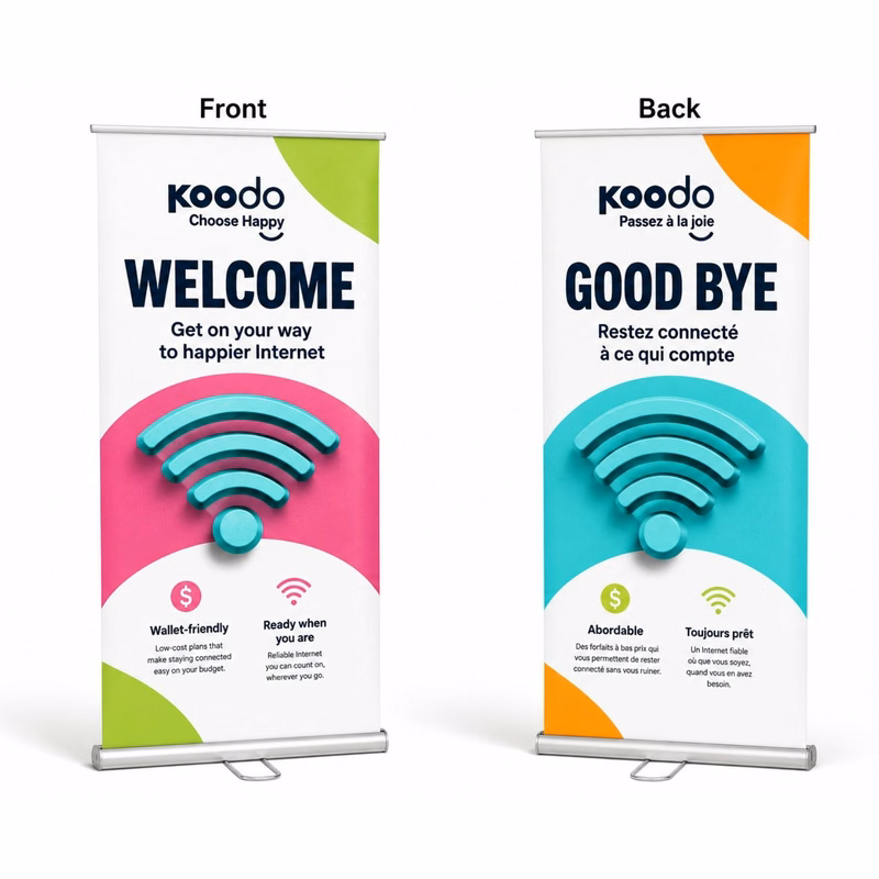 24Hr Express Ship- Premium Retractable Pull Up Banner Double sided Graphics 33.5x79, NO SETUP CHARGE