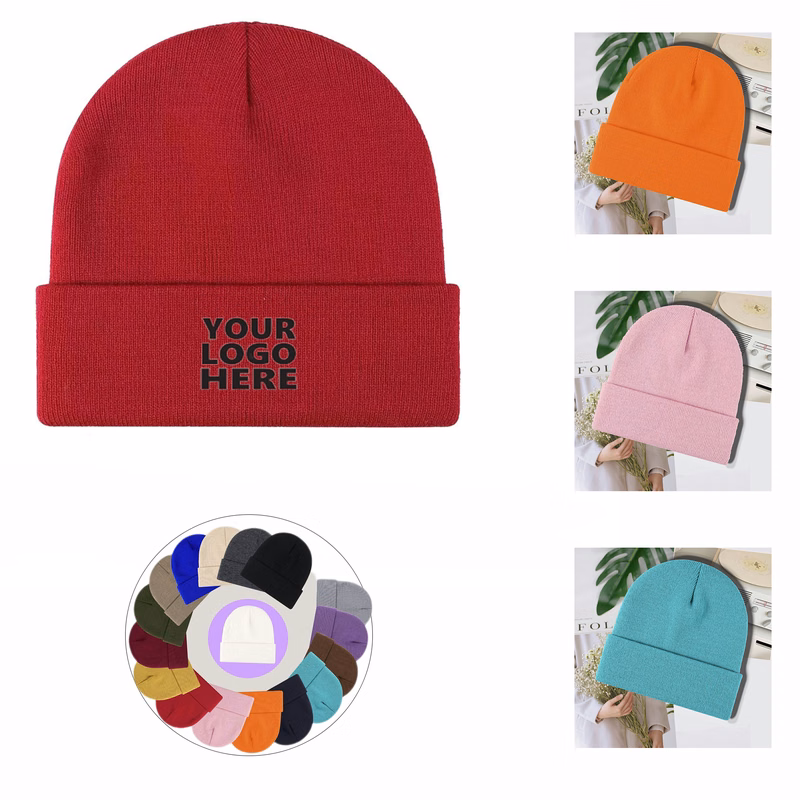 Unisex Warm Winter Hats Acrylic Knit Cuffed Beanie MOQ 1pcs