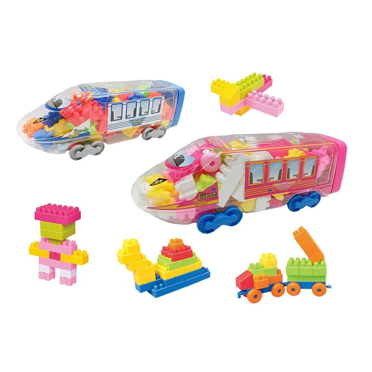 Building Block Vehicle Play Sets - Train Assorted Colors 15.5" 1