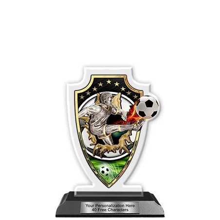 Acrylic Trophy: 6" Arrow Head, Soccer Male Field D 1