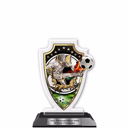 Acrylic Trophy: 6" Arrow Head, Soccer Male Field D