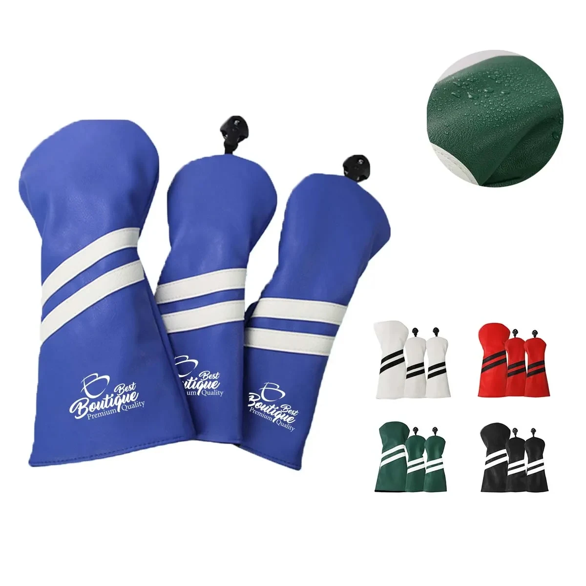 Interchangeable Leather Golf Head Cover with number plate 1