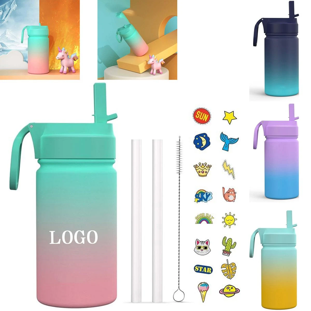 12oz Stainless Steel VacuumStraw Water Bottle 1
