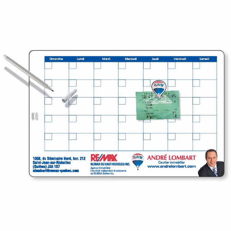 Bulletin Memo Board Kit in Rubber Steel, 11"x17", Full Colour Imprint, Dry Erase Pen attached