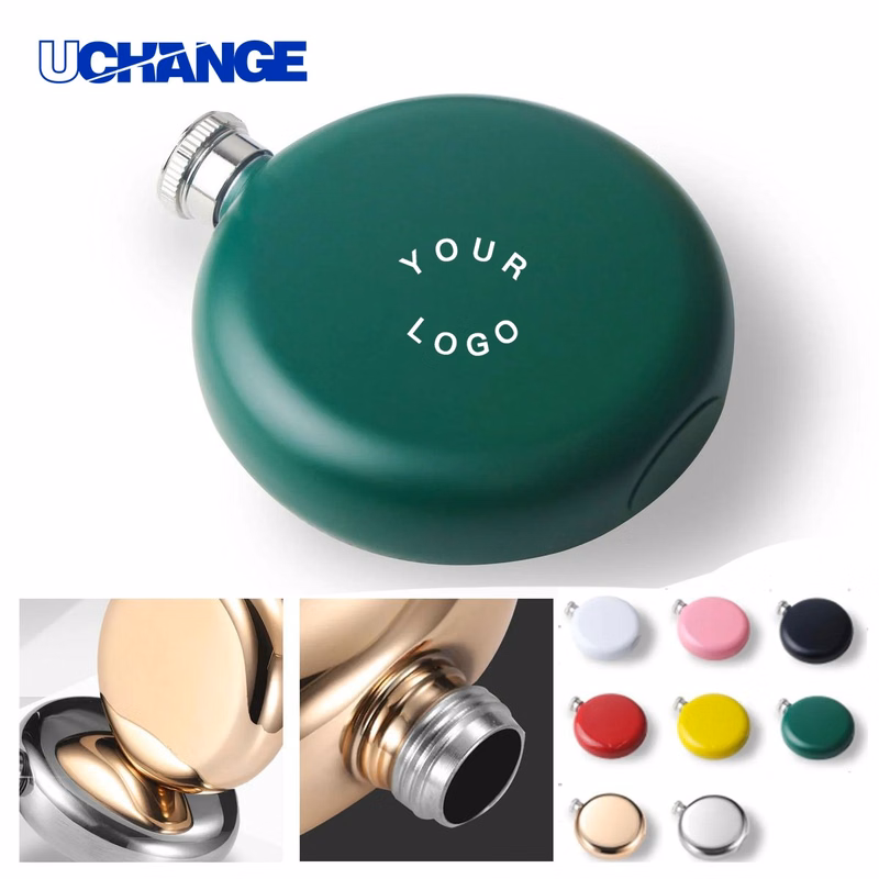 Compact Round Flask Bottle 5oz for Travel or Hiking