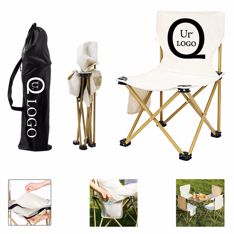 600D Oxford Fabric Folding Chair W/ Side Pocket