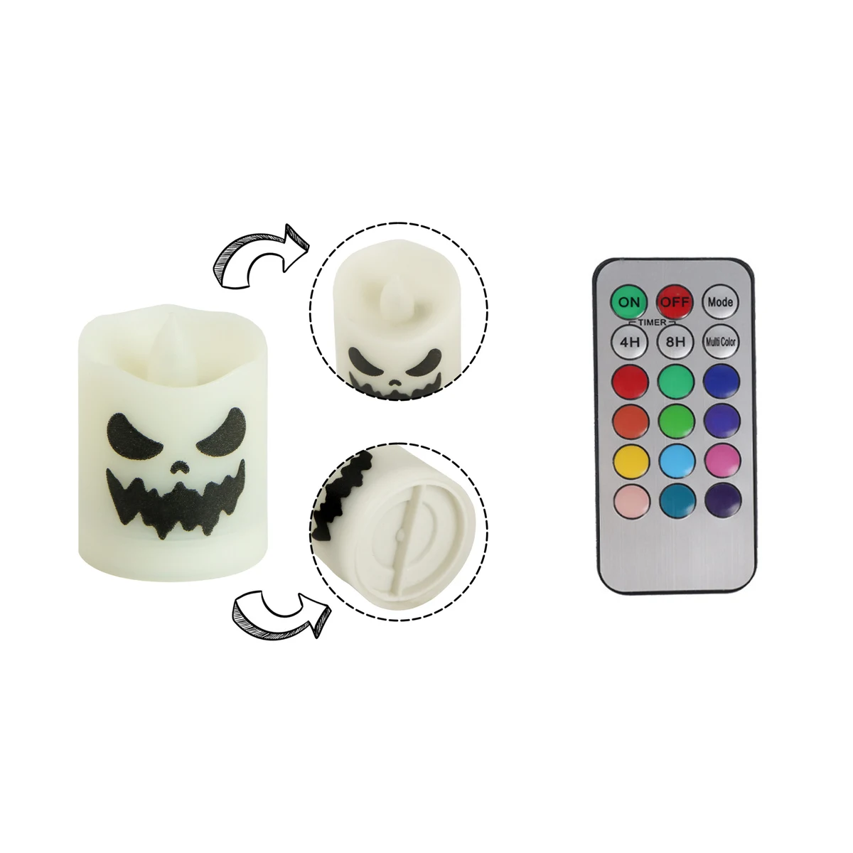 7-Color Ghost Face Candle Lamp (12-Pack) 1