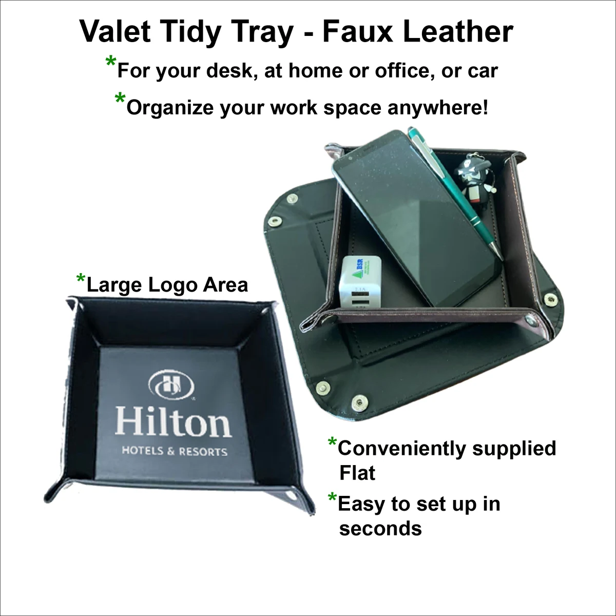 Valet Tidy Tray - Faux Leather - Portable 1