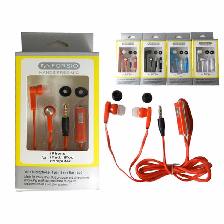 Corded Earbuds - Microphone 3.4'