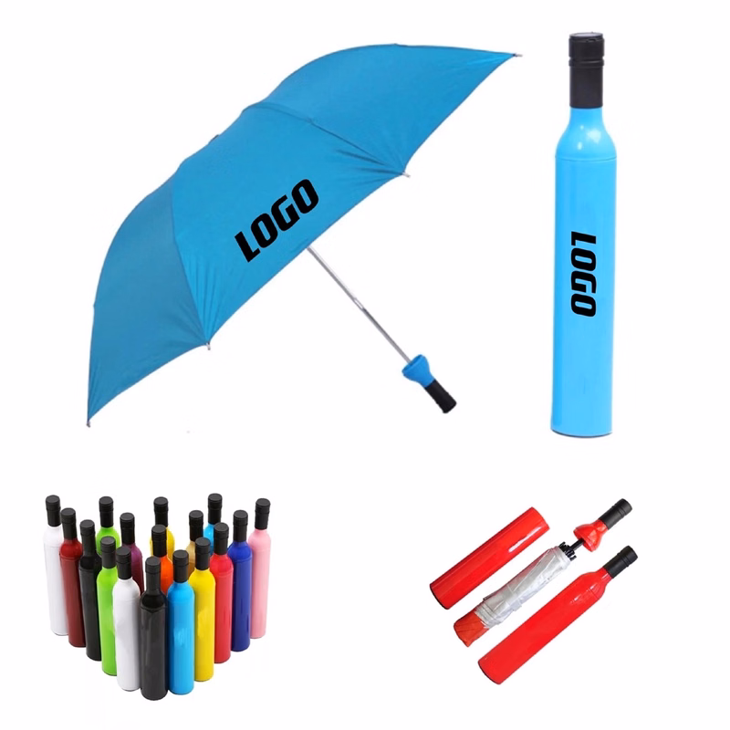 Folding Umbrella with Wine Bottle