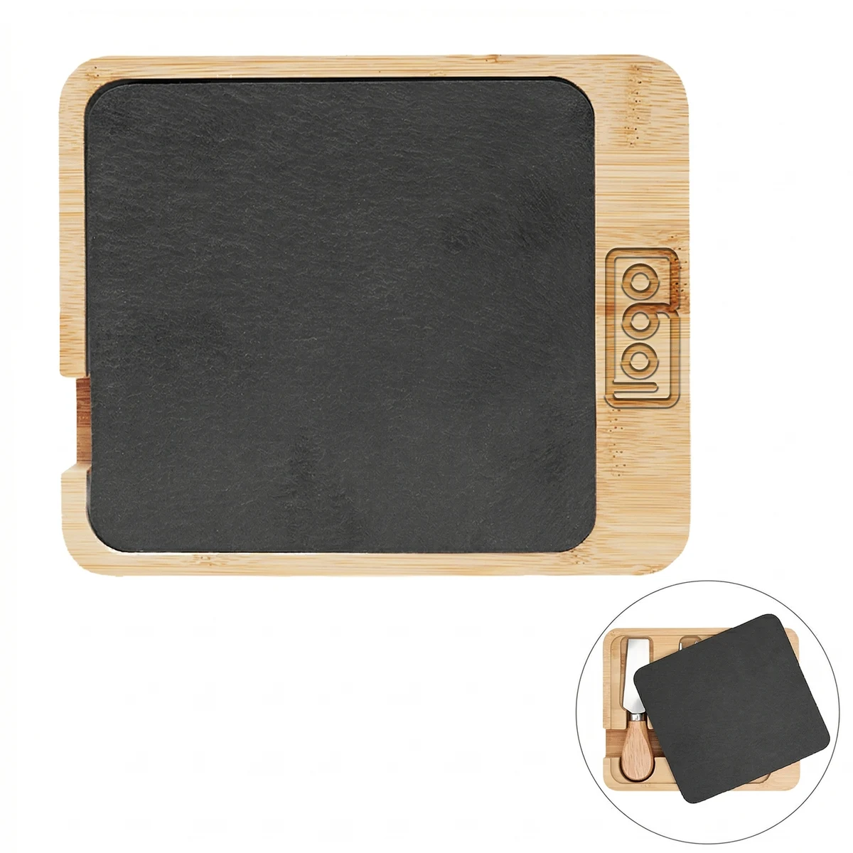 Wooden Slate Cheese Cutting Board with Tools 1