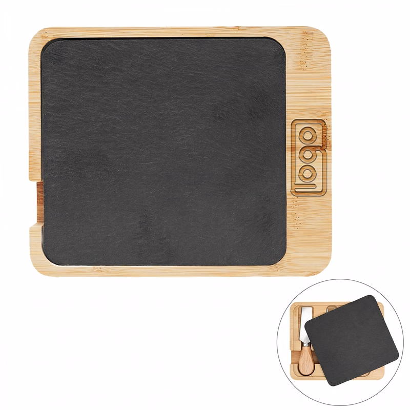 Wooden Slate Cheese Cutting Board with Tools