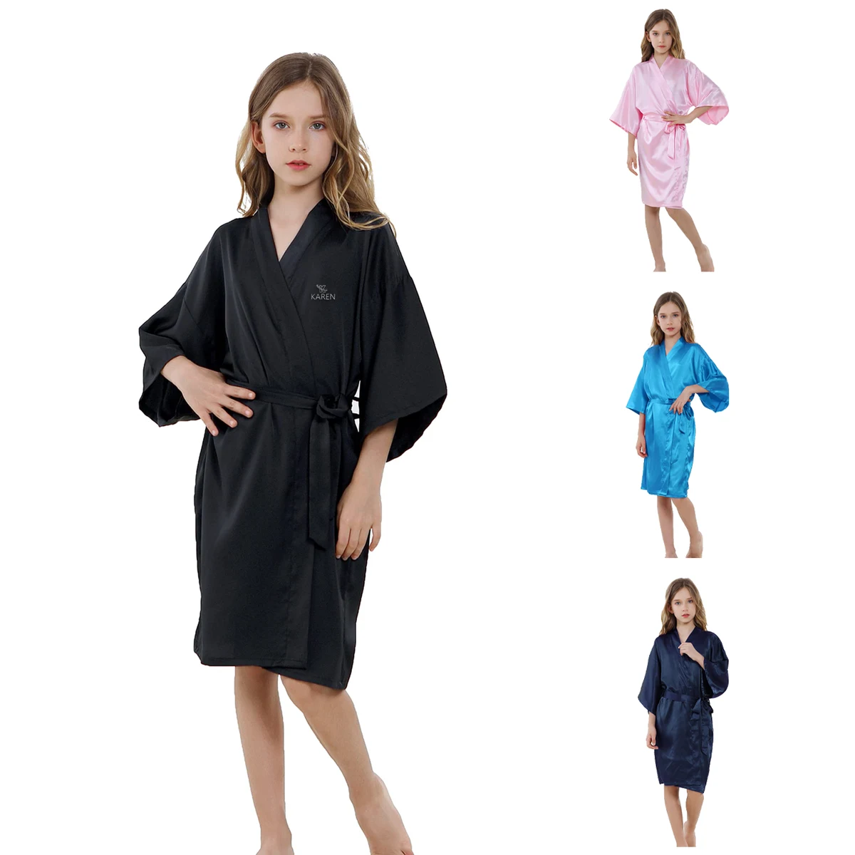 Kids Girl's Satin Silky Kimono Robe 1