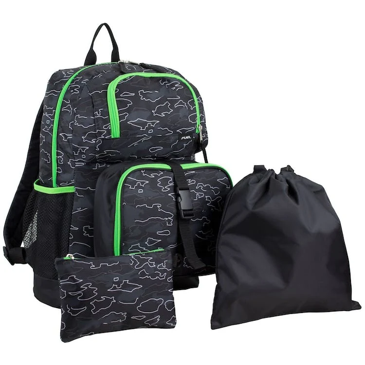 18" Backpack Combo Sets - 4 Pieces Green/Black 1