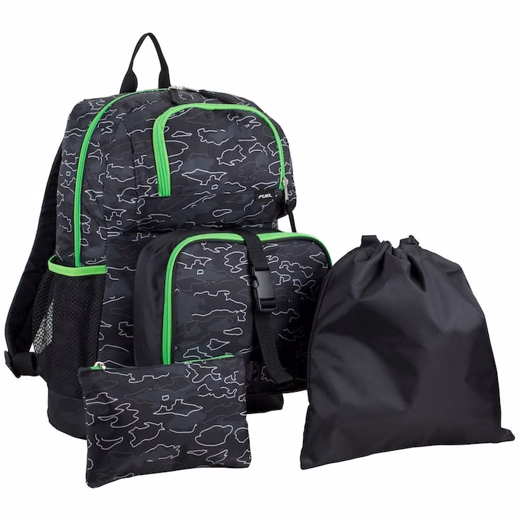 18" Backpack Combo Sets - 4 Pieces Green/Black