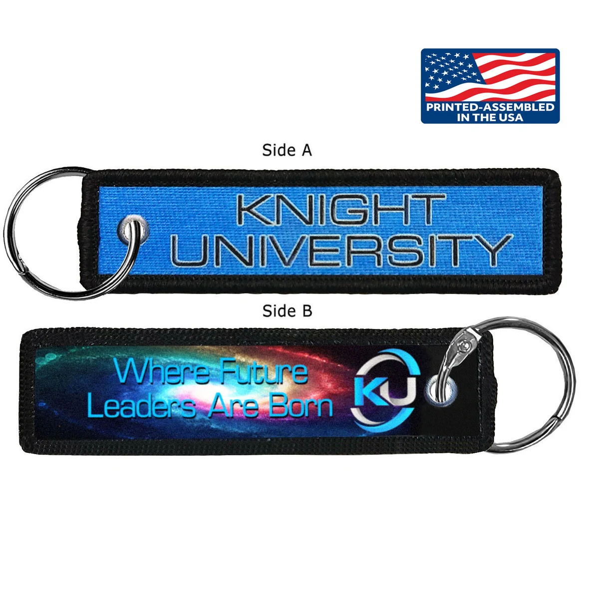 1" x 4" Two Sided 4CP Dye Sub Medium Size Key Ring with Merrow Border 1