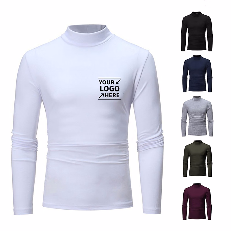 Mens Turtleneck Long Sleeve Pullover Shirt