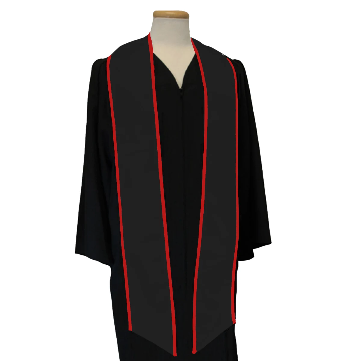 Black with Red Binded Edge Graduation Sash 1