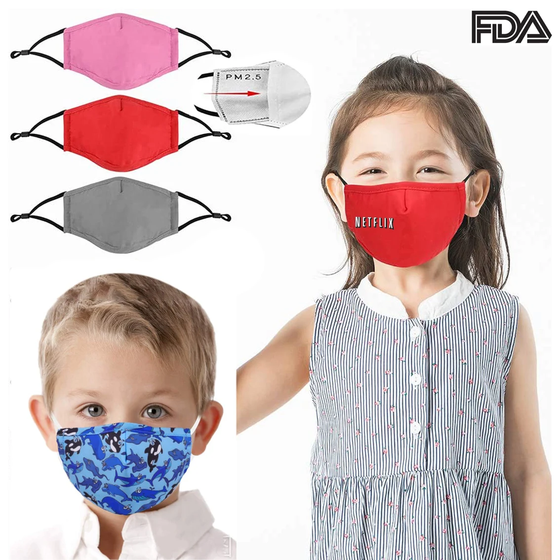 Kids' Santa 3D Adjustable Mask w/ PM2.5 Filter 1