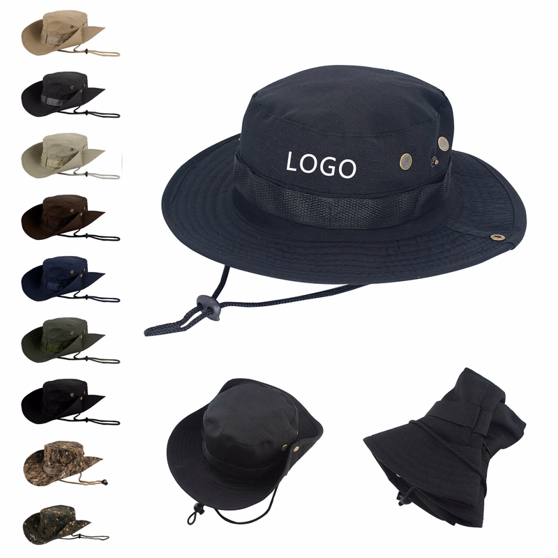 Dual Sided Cowboy Bucket Hat Sun Webbing Fisherman