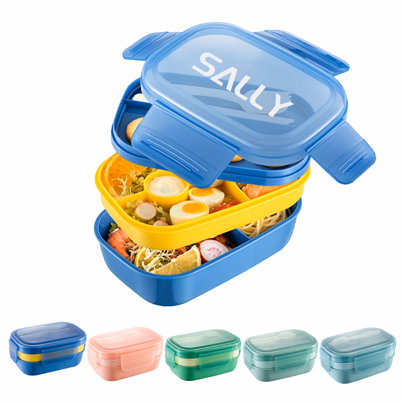1900Ml Large Capacity Lunch Box Kit 3 In 1 Compartment