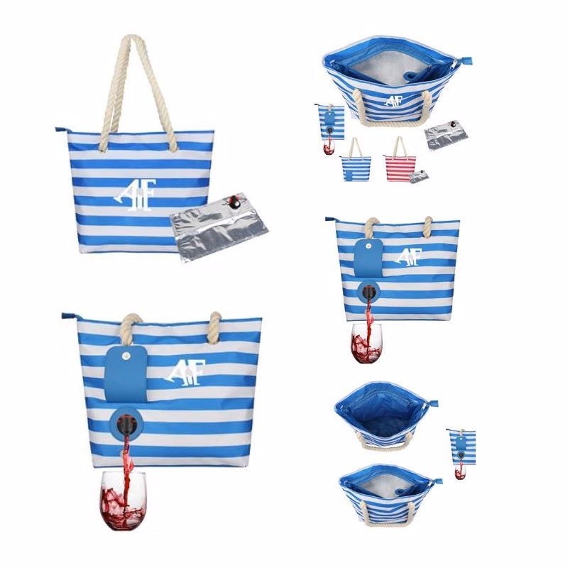 Spout Wine Canvas Tote Bag With Hidden Insulated Comparment