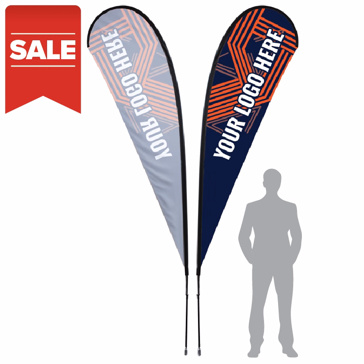 SPECIAL SALE - Printed Teardrop Flag w/ Heavy Duty Pole - 7' / 11' / 13'