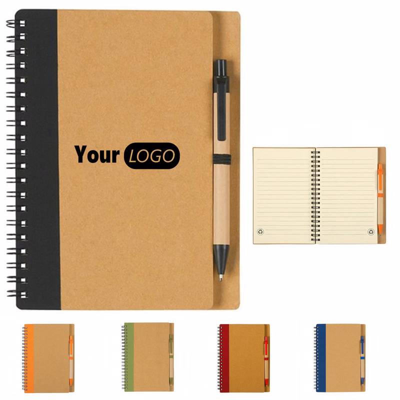 Recycled Kraft Spiral Notebook With Pen