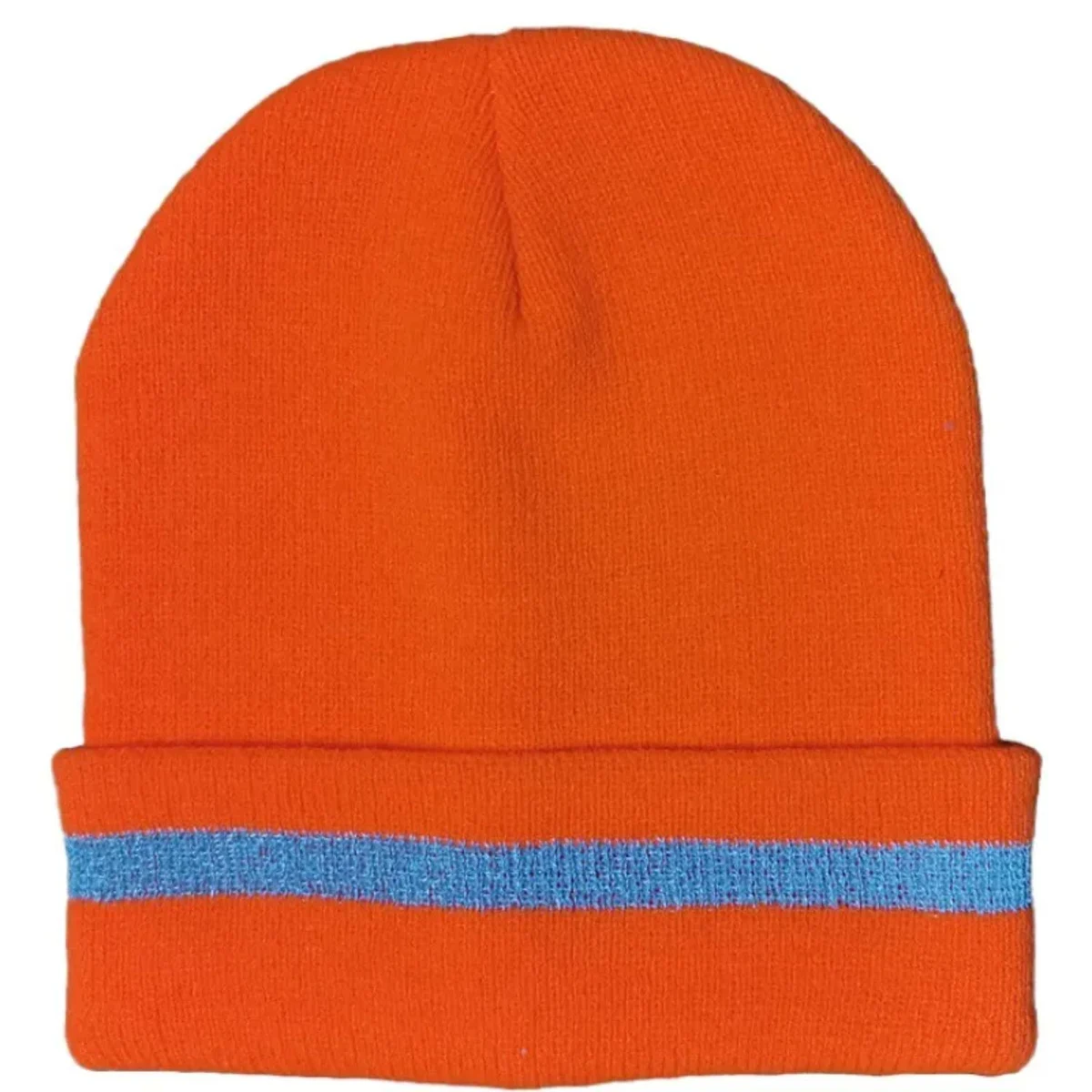 100% Acrylic Reflective Stripe Knitted Cuffed Safety Beanie 1