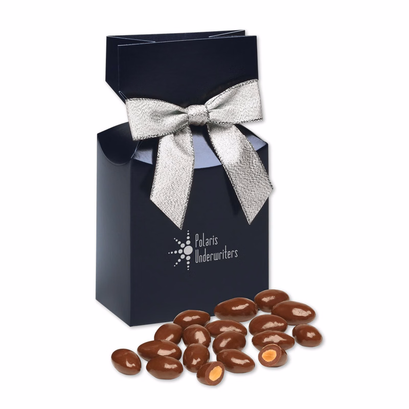Chocolate Covered Almonds in Navy Premium Delights Gift Box