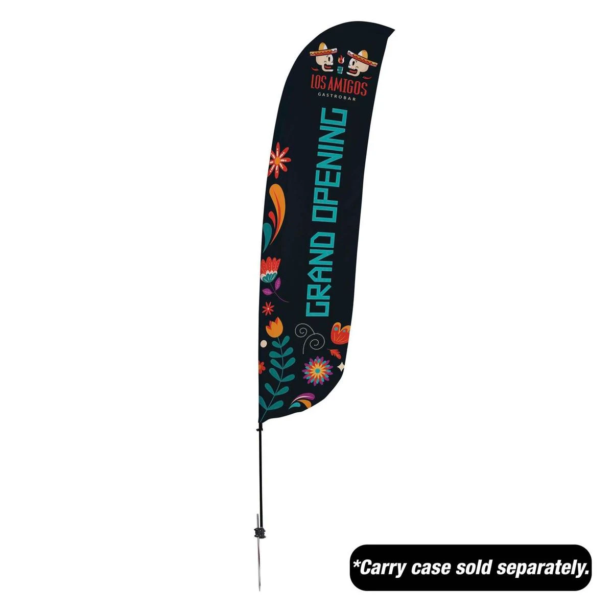 15' Value Feather Sail Sign Kit Single-Sided with Spike Base 1