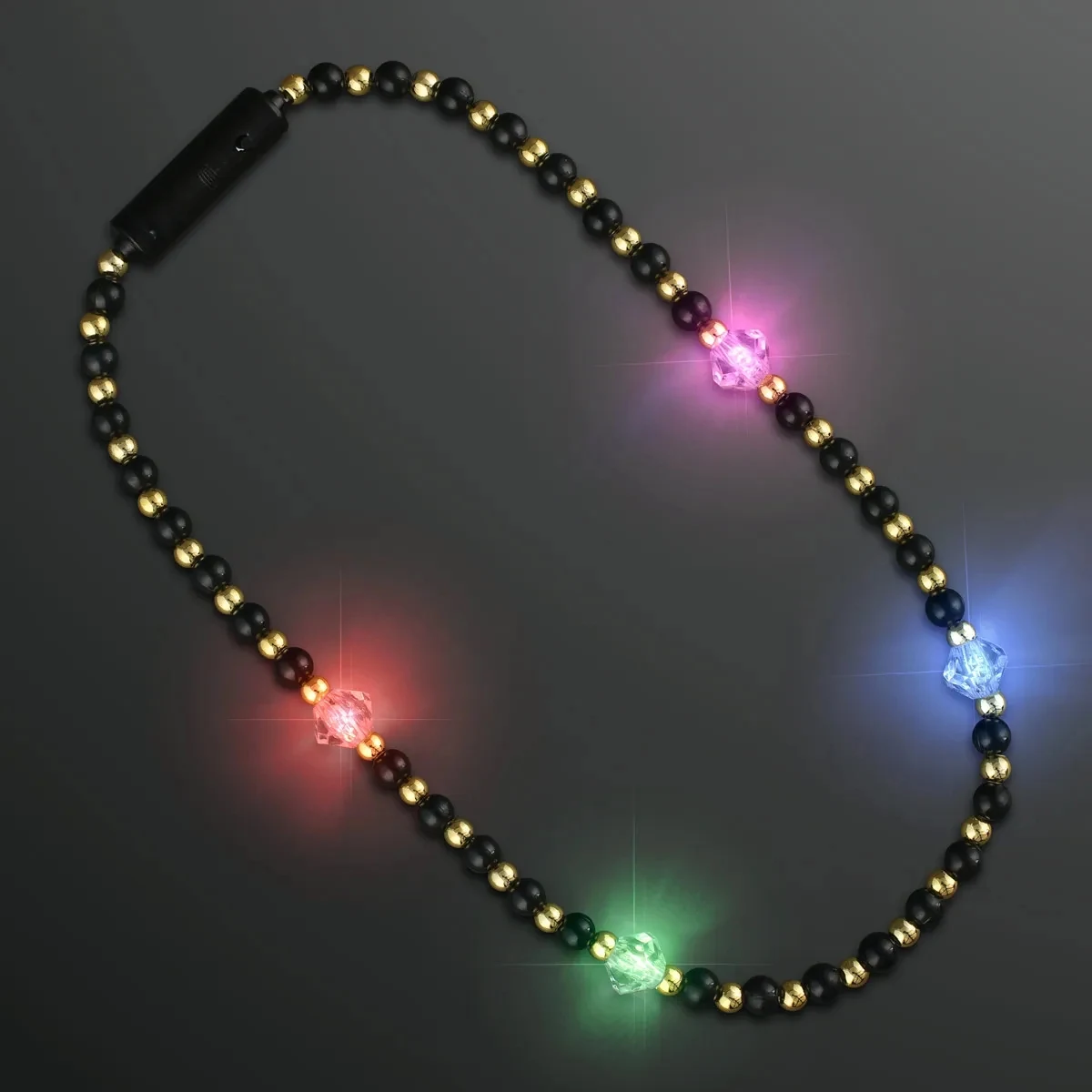 Novelty Pearl Black and Gold Beads Light Up Short Necklace 1