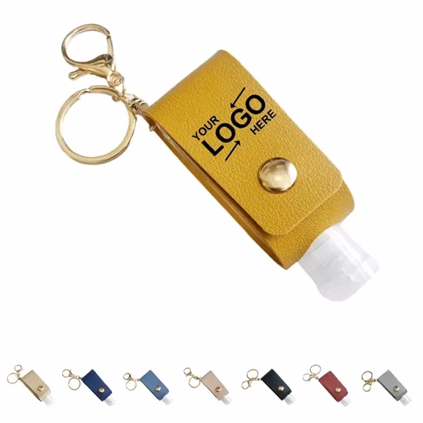 Custom 1 oz PU Leather Hand Sanitizer Holder Keychain — Hygiene On The Go