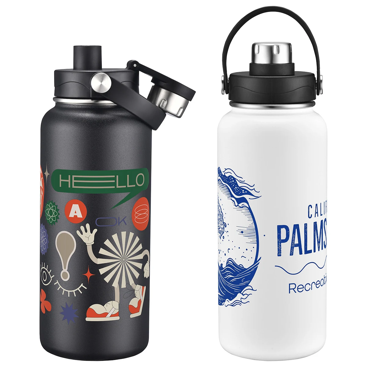Bresso 34 oz Vacuum Insulated Bottle with Twist Top Spout, custom water bottle with logo imprint 1