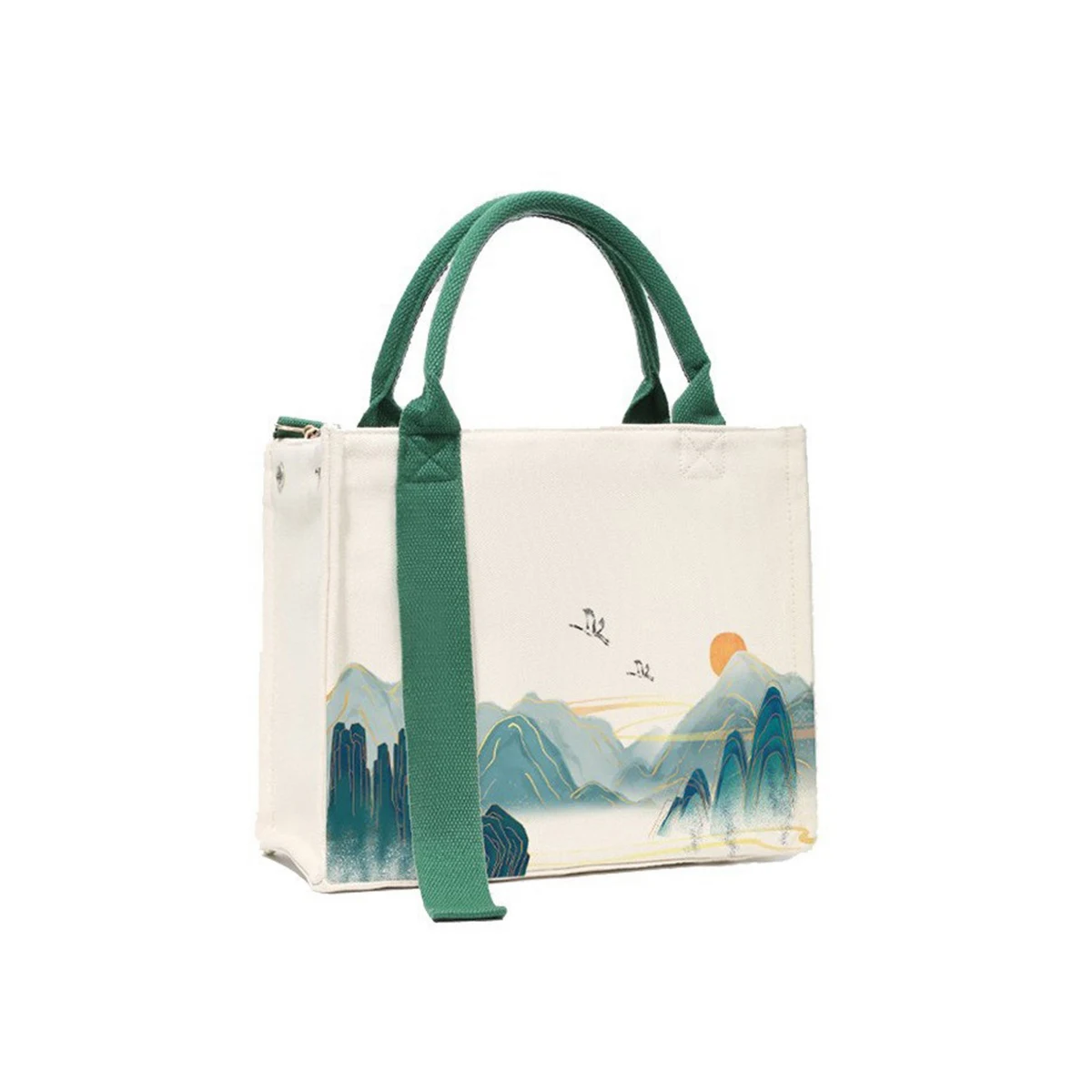 Canvas Tote Bag with Multi Pockets, custom tote bag with logo imprint 1