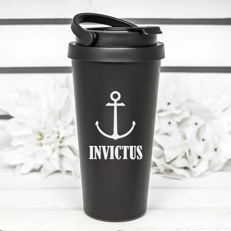 17 Oz. Laser Engraved Travel Coffee Tumblers With Handle 1