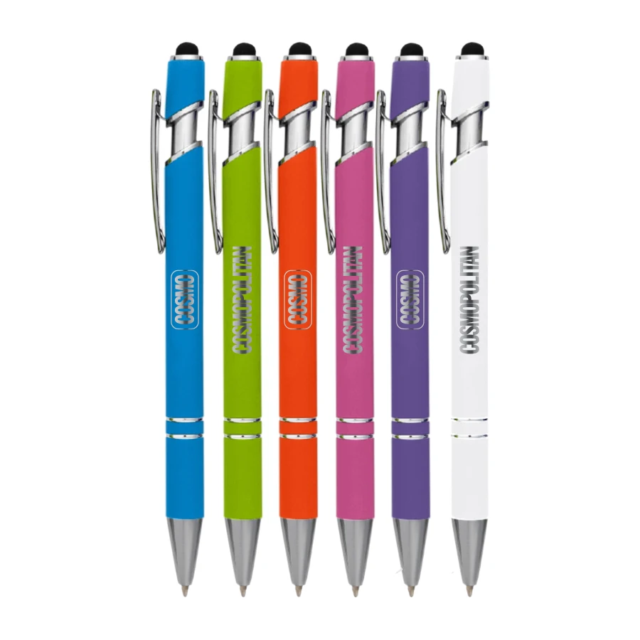 Union Printed - Tropical Colors Jenny Stylus Satin Soft Touch Click Metal Pen 1