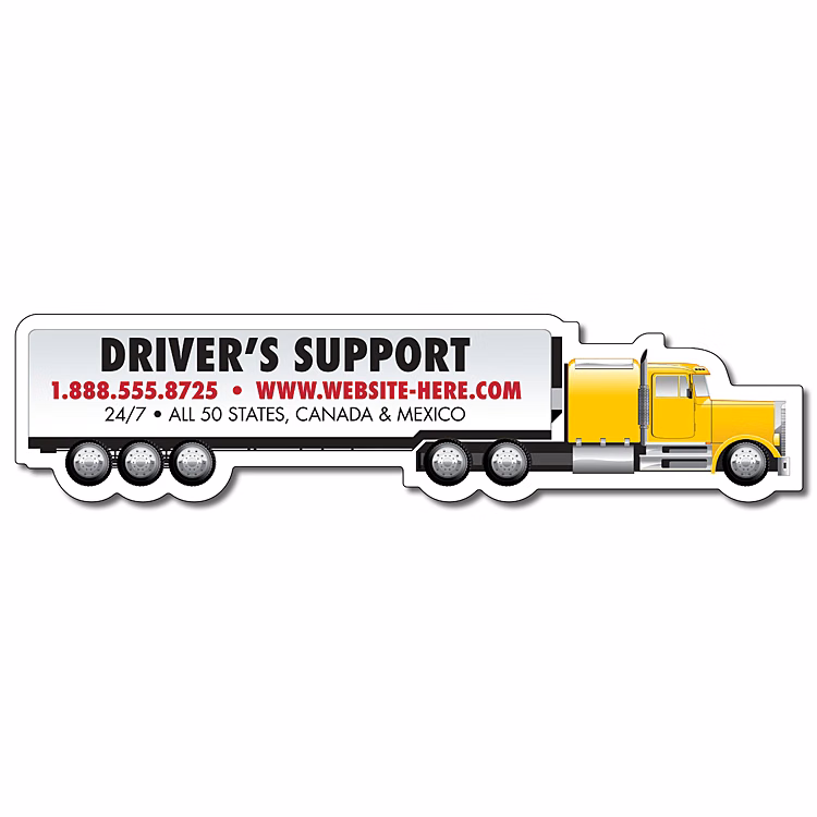 Magnet - Tractor Trailer Big Rig Semi Truck Shape (6.625x1.58) - 20 Mil.