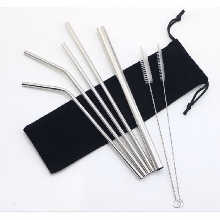 7 Stainless Steel Straws With Cleaning Brush,FREE SHIPPING!