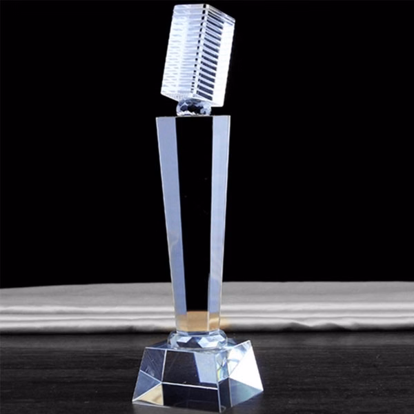 Crystal Music Microphone Trophy